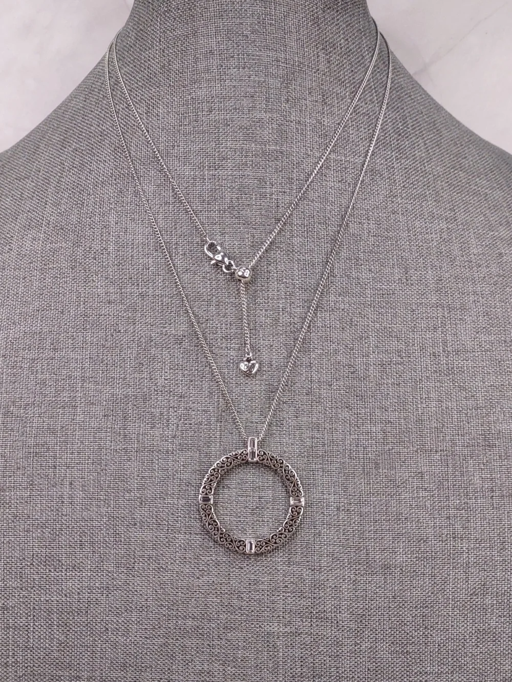 Brighton Silver-Tone Double Layer Filigree Circle Necklace